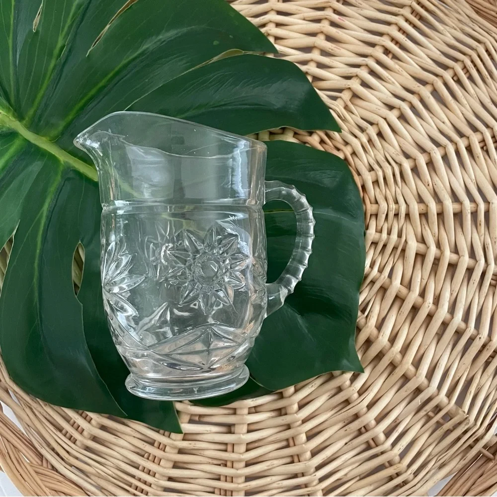 Vintage Prescut Clear Pressed Glass Small Pitcher by Anchor Hocking MCM